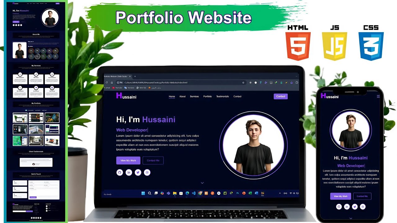 🚀Create a Responsive Portfolio Website using HTML CSS and JavaScript!