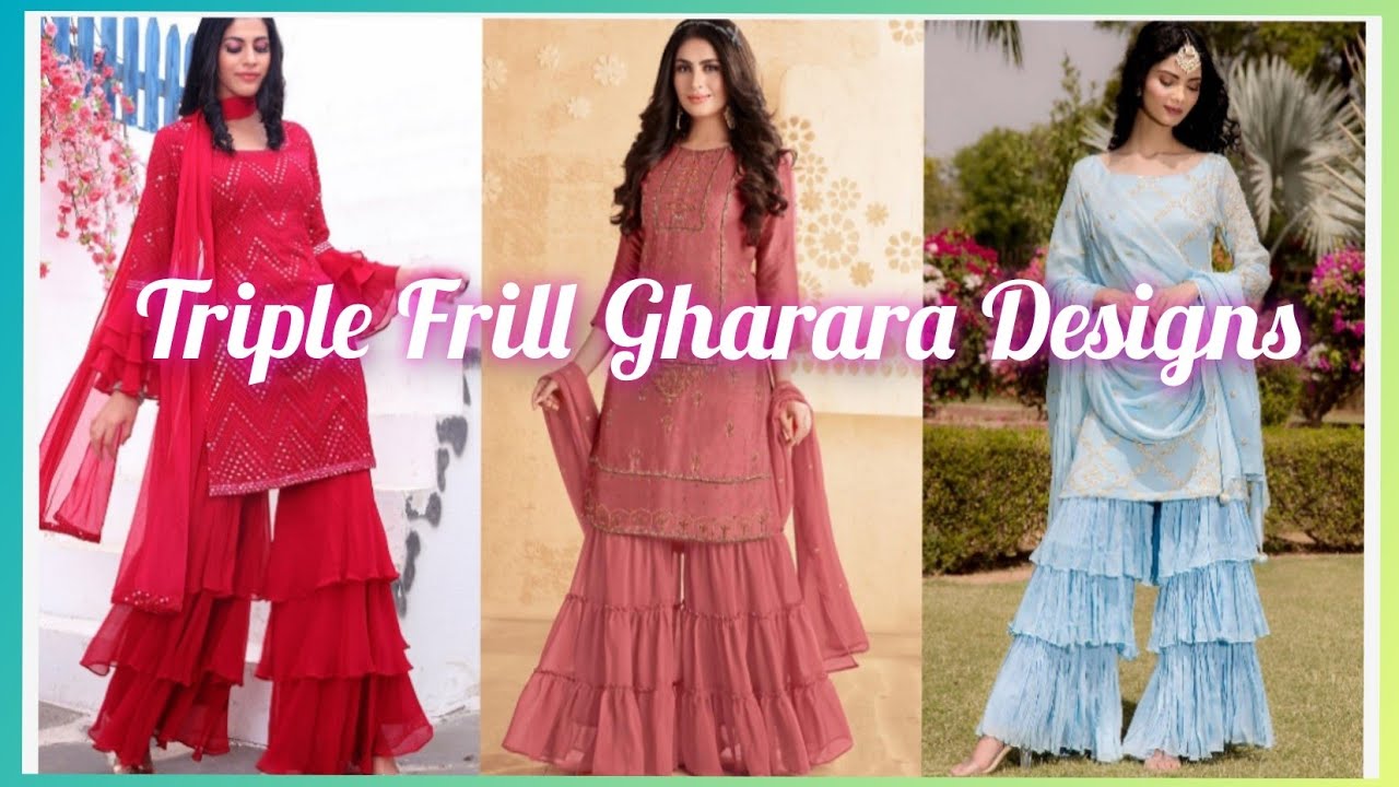 Triple Frill Gharara Design|| Triple Sharara Design || Frill suit 2022