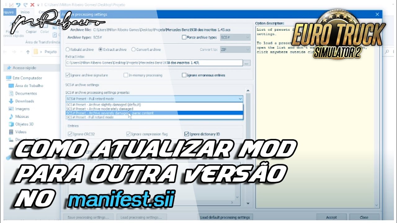 Como atualizar mod para outra versão pelo (manifest.sii)_ETS2