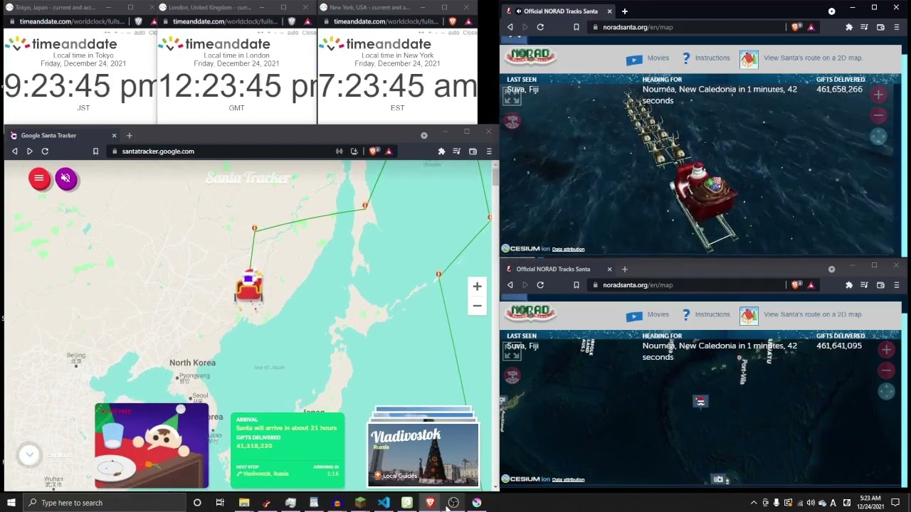 2021 Santa Tracker Time Lapse - NORAD + Google Santa Trackers