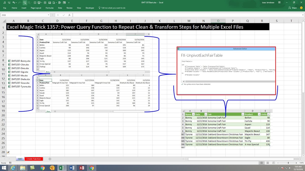 Волшебный трюк Excel 1357: функция Power Query для повторения шагов очистки и преобразования для ...