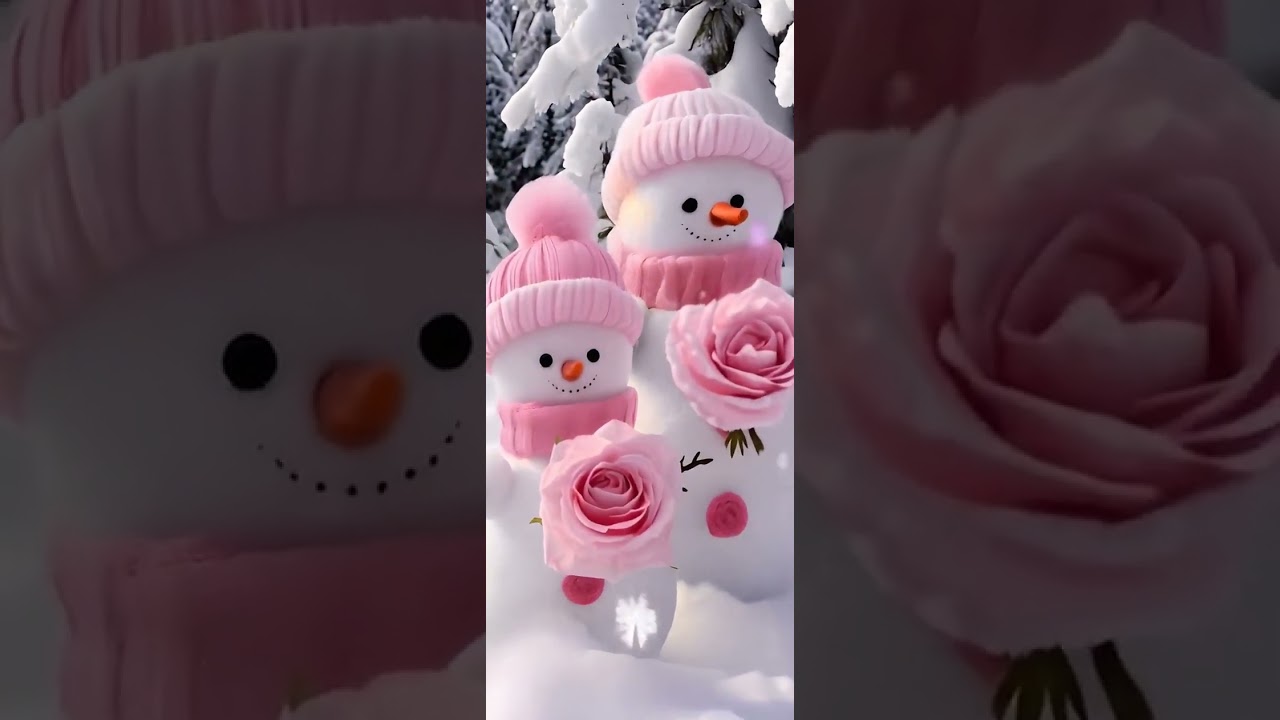 Cute Pink Snowmen Live Wallpaper