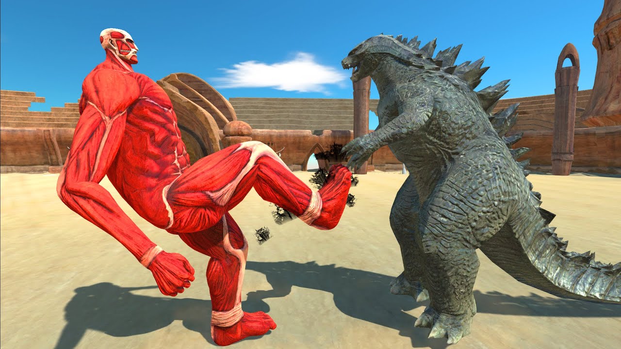 Colossal Titan VS Godzilla 2014 At Arena - Animal Revolt Battle Simulator