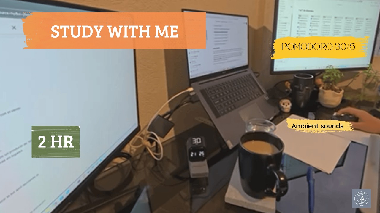 Study With Me 2 Hours at Sunset | Pomodoro 30/5 | Calm Ambient Sounds, No Music