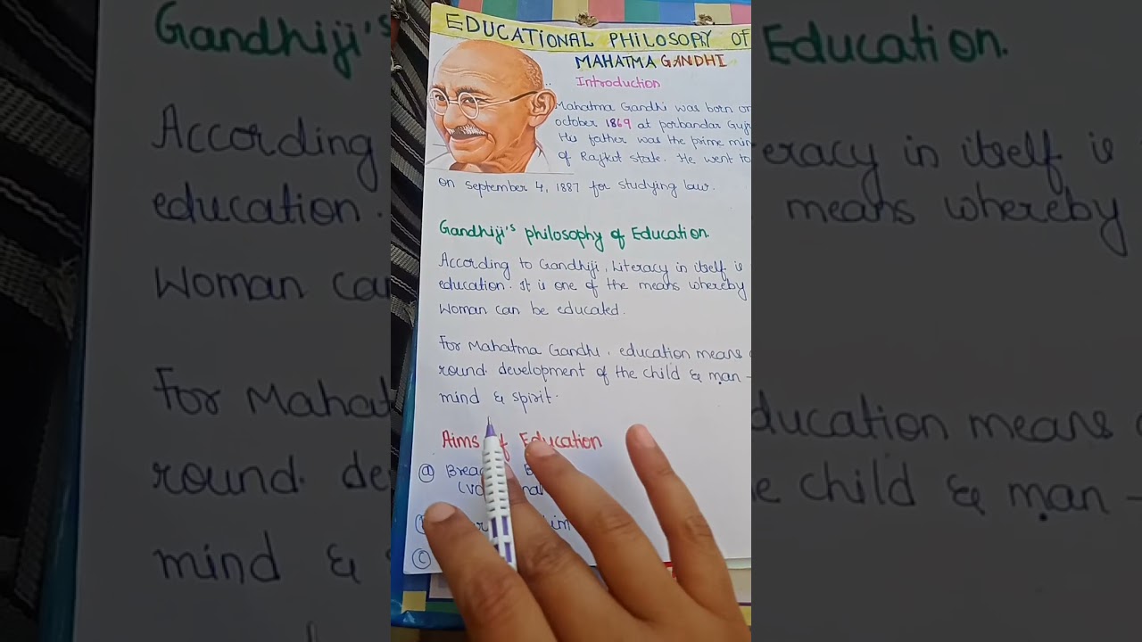 educational philosophy of mahatma Gandhi within one minute/ education in emerging indian society