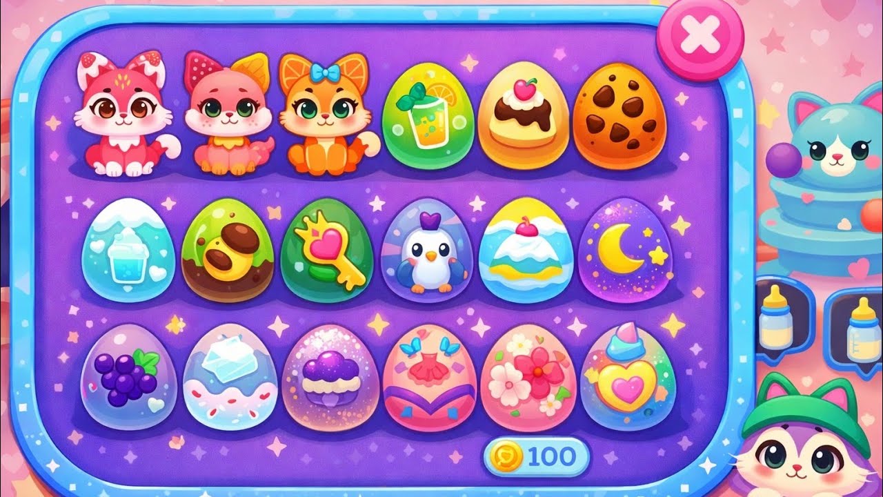 Cotton candy kitten open gifts🎁hatch 🐣 kitty 😻 eggs #gamesplay 🎮🎯