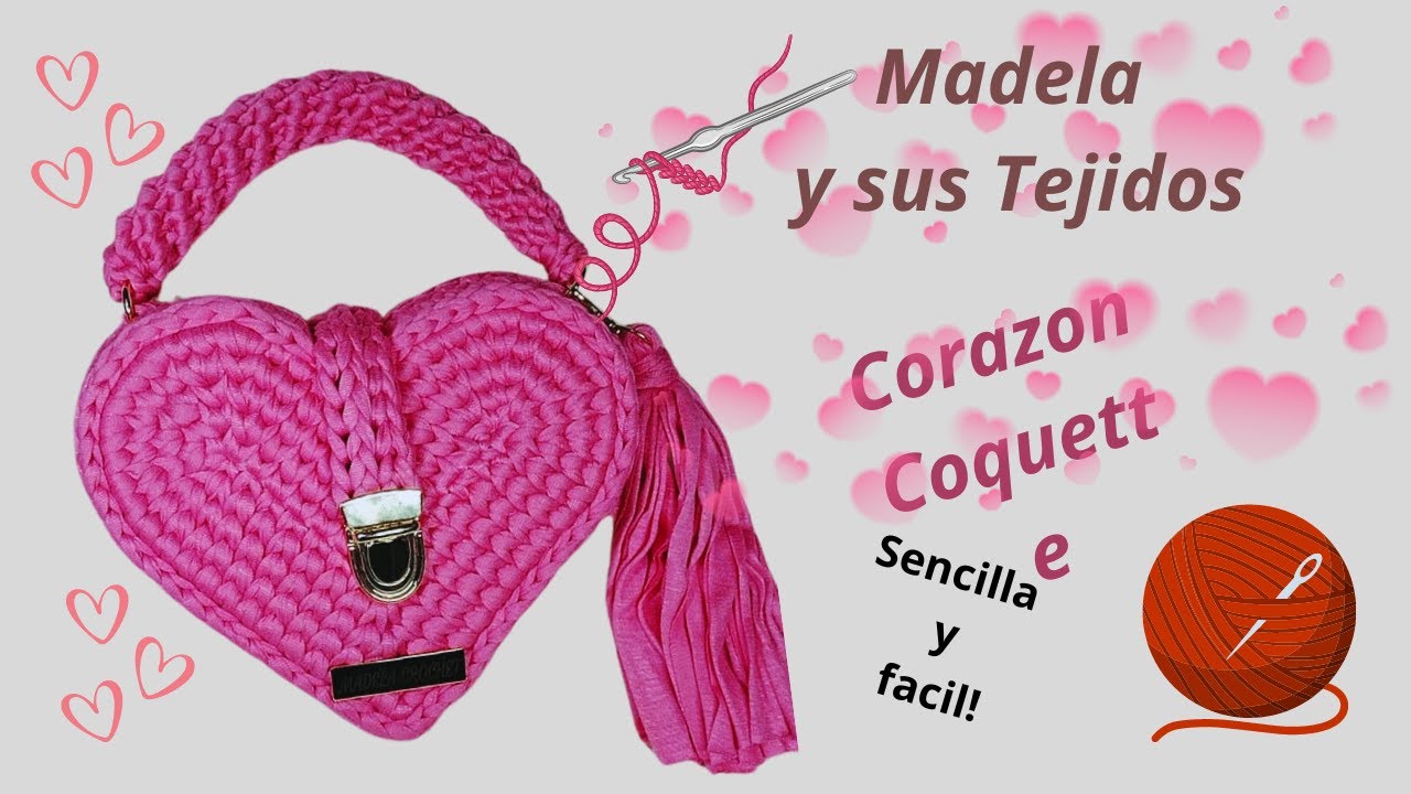 Bolsa de corazón COQUETTE a crochet ❤️