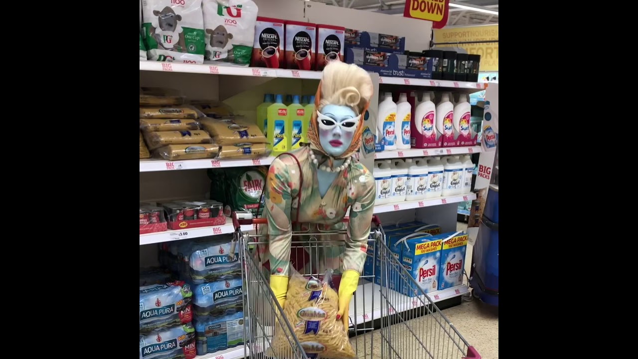 Juno Birch shopping for groceries