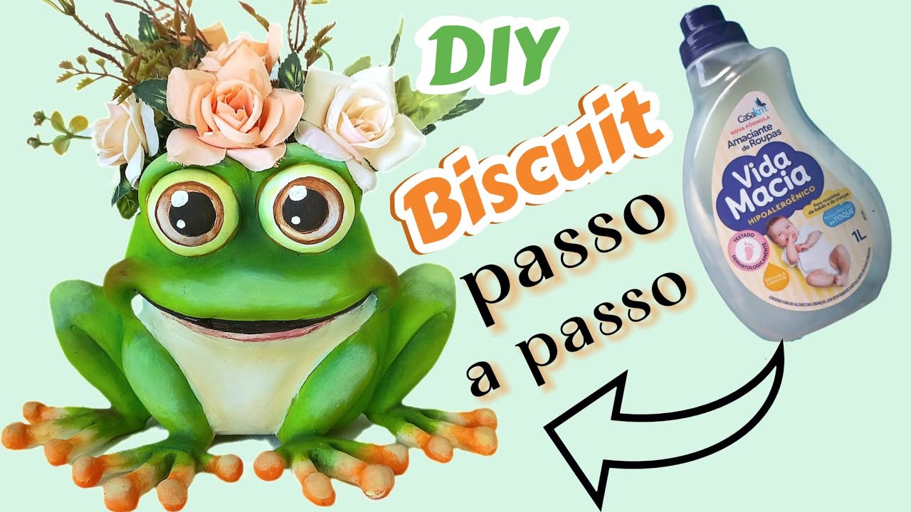 Ideia para reciclar embalagem de amaciante/ sapinho de biscuit/ porta treco/ cachepô de biscuit/ DIY