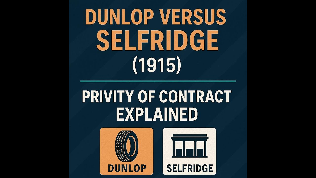 Dunlop Pneumatic Tyre Company Limited versus Selfridge Limited 1915 | Privity of Contract Explained