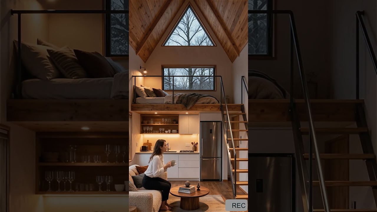 Cozy Loft Cabin &ndash; Warm Minimalist Tiny Home Design 🕯️🌲 #cozyhome