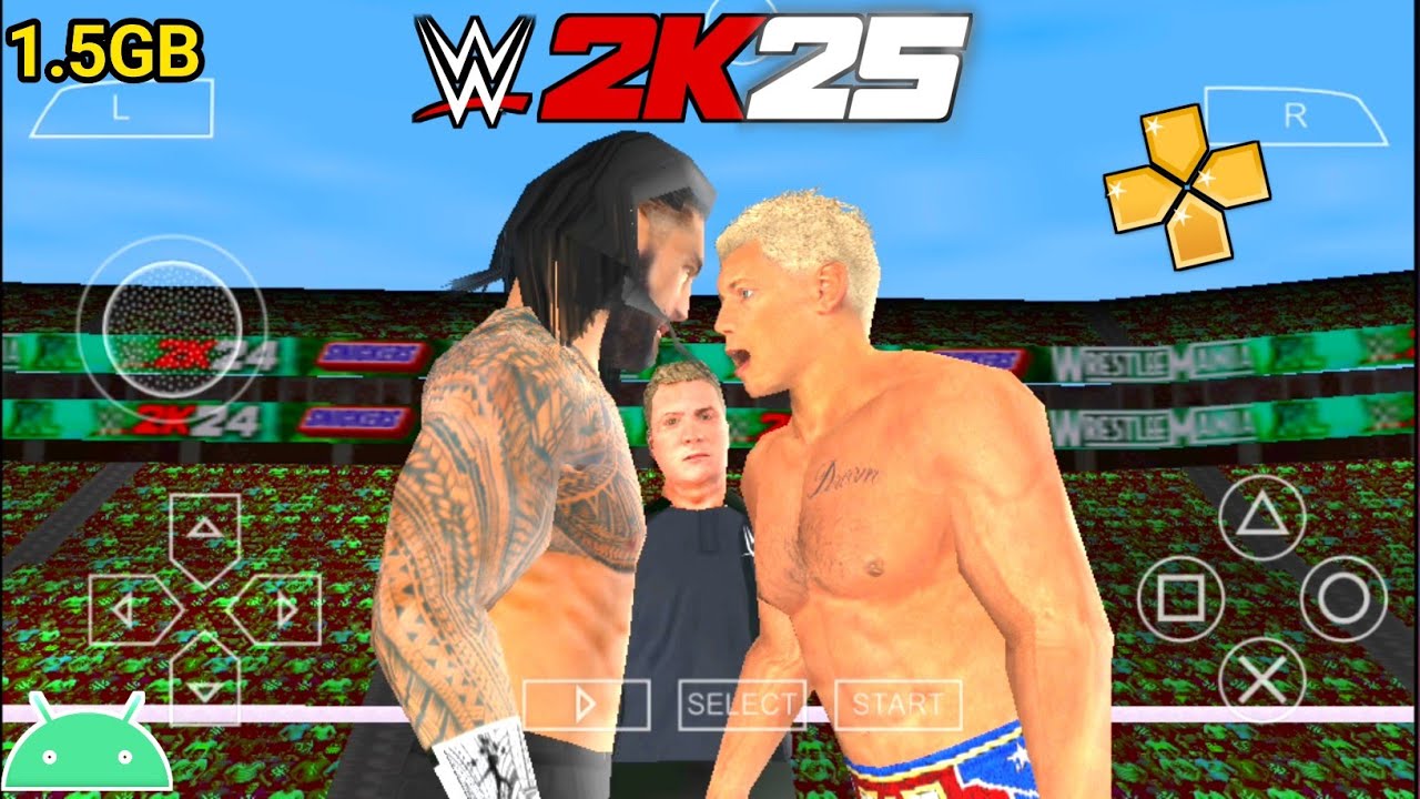 WWE 2K25 PSP Mobile Gameplay: Roman Reigns vs Cody Rhodes | PPSSPP Android (High Graphics) 2026