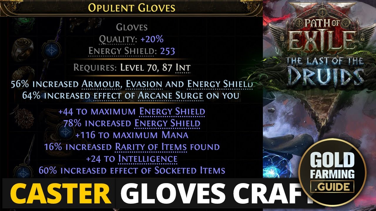 Easy Crafting 2 Socket Caster Gloves on a Budget, High ES, Socket Effect, Res PoE II Path of Exile 2