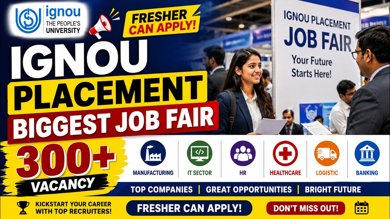 IGNOU Placement 2026 🔥 Biggest Job Fair | 300+ Vacancies | Freshers Can Apply!  #ignou #placement