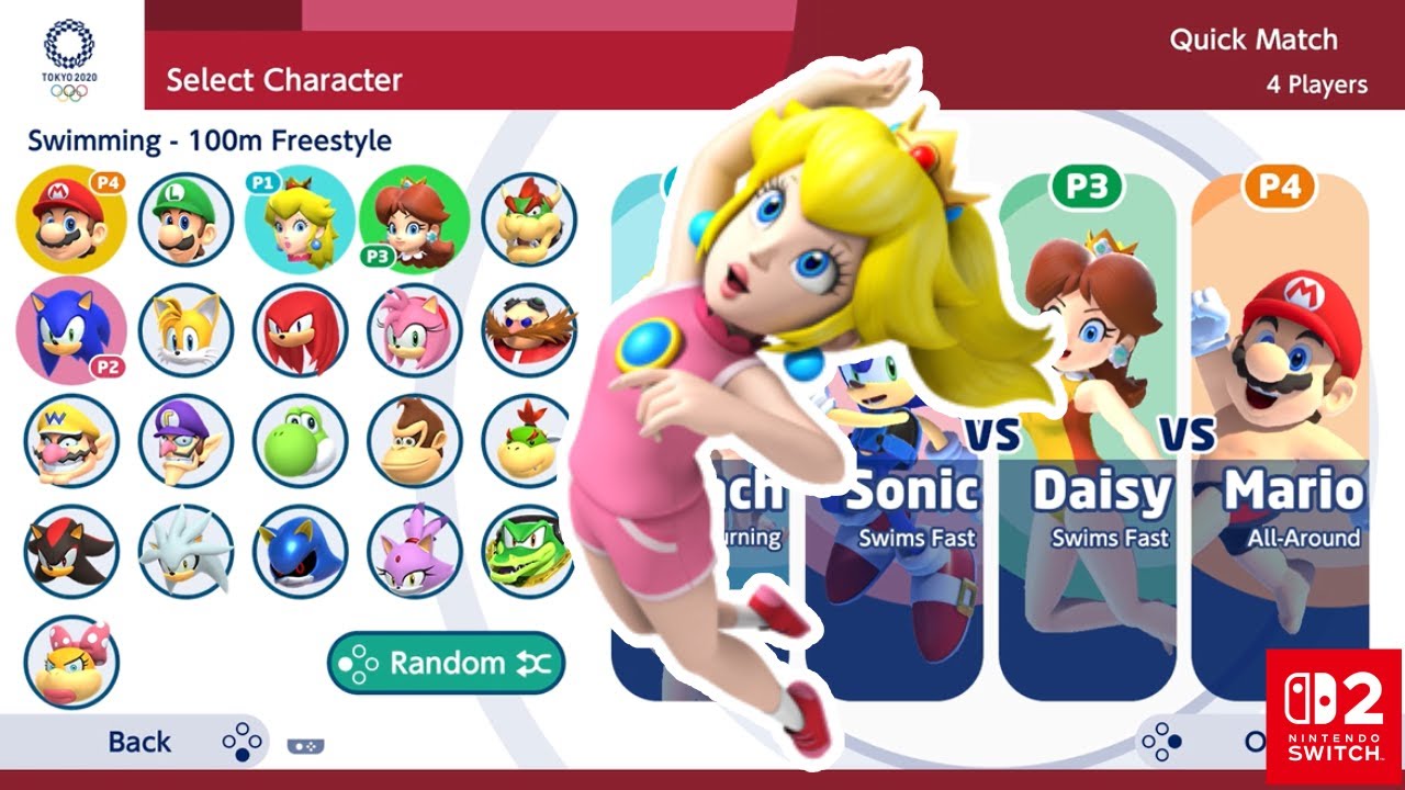 MARIO AND SONIC AT TOKYO 2020 | Gameplay (4 Players) | Peach VS Sonic VS Daisy VS Mario