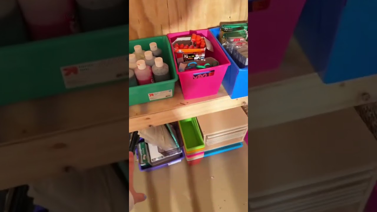 Check out the Homeschool House supply closet! My husband custom built all those shelves ❤️