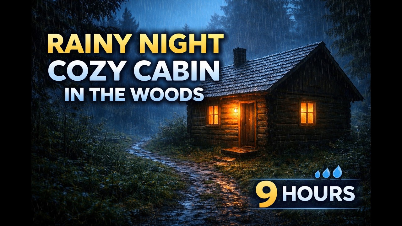 Rainy Night at a Cozy Cabin in the Woods 9 Hours of Relaxing Rain Sounds
