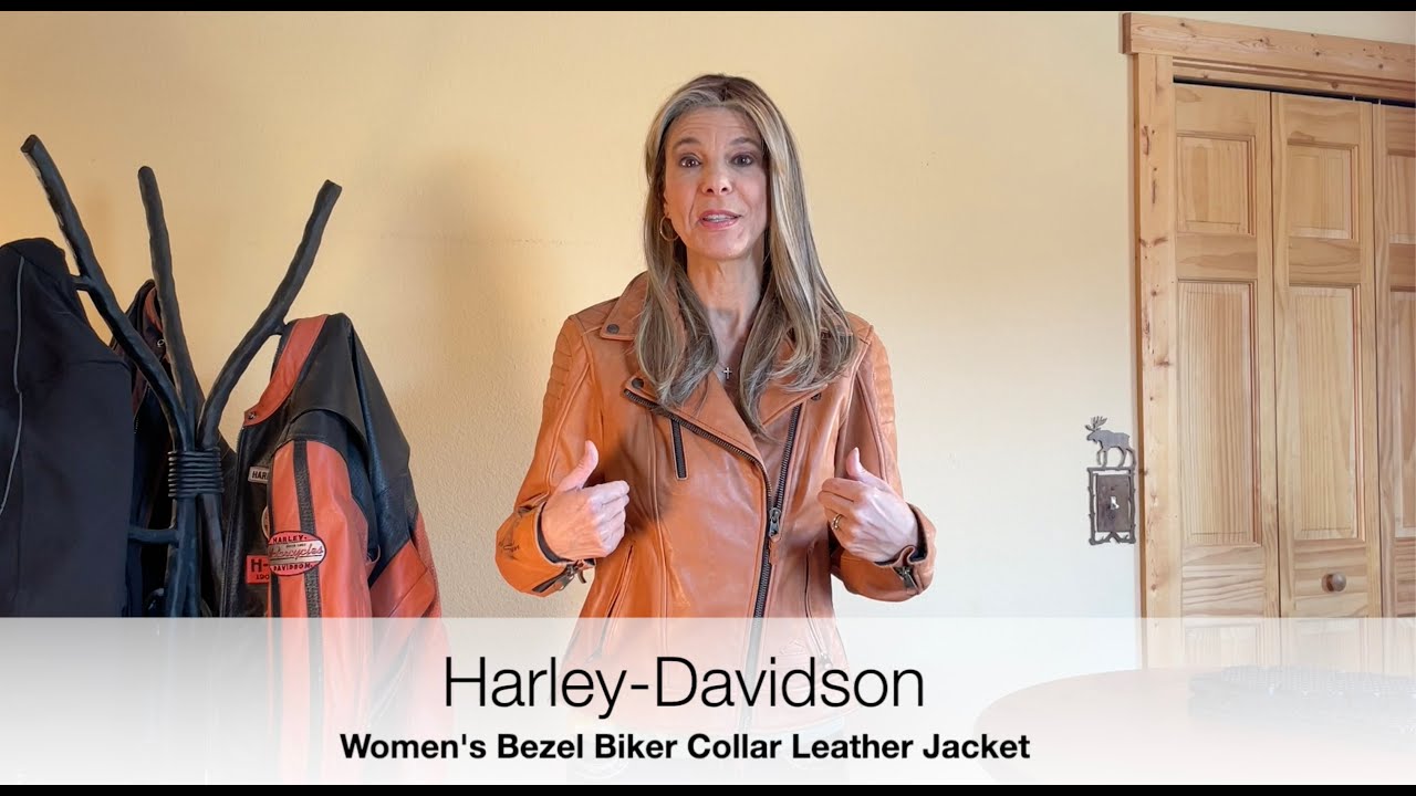 Review Harley-Davidson Women's Bezel Biker Collar Leather Jacket by Genevieve Schmitt