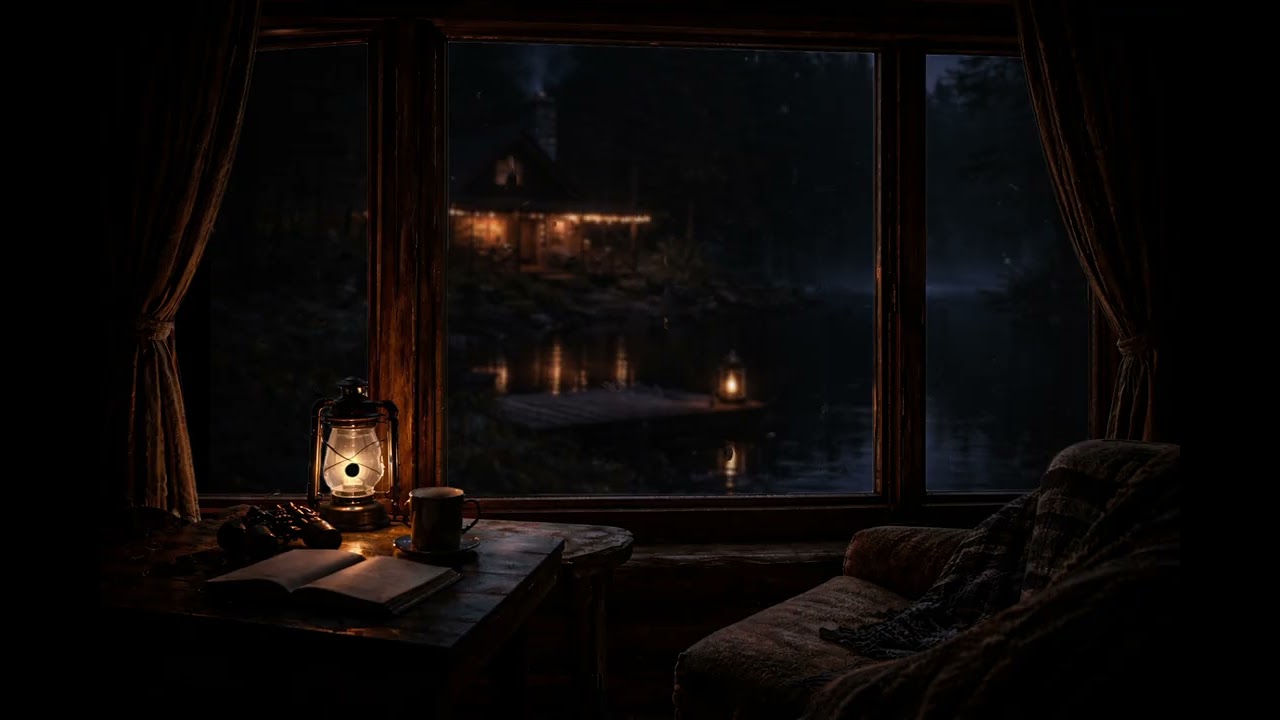Rain on Window in a Cozy Lakeside Cabin 🌧️ 3 Hours of Deep Sleep Ambience