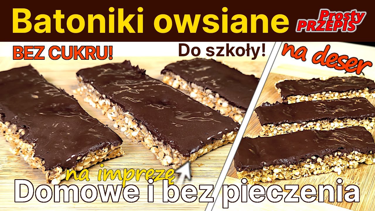 FANTASTYCZNE i zdrowe BATONIKI owsiane z czekoladą - Przepis na DOMOWE słodycze