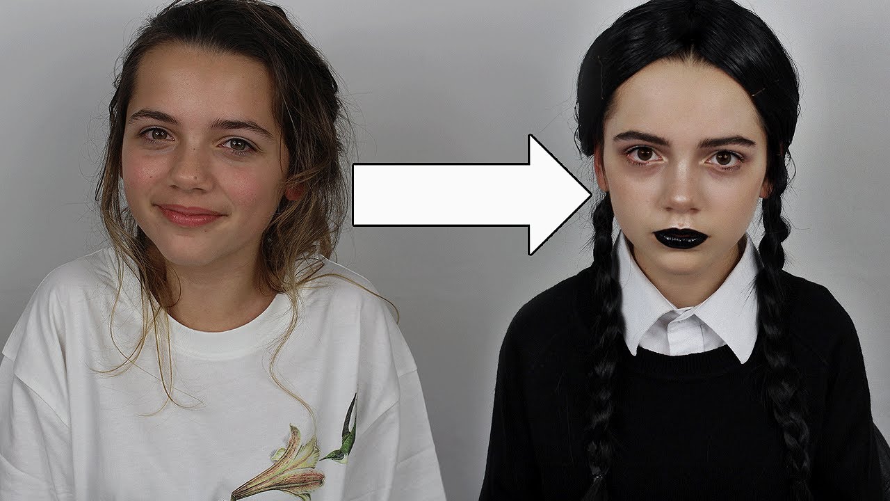Wednesday Addams Makeup Transformation on my Sister