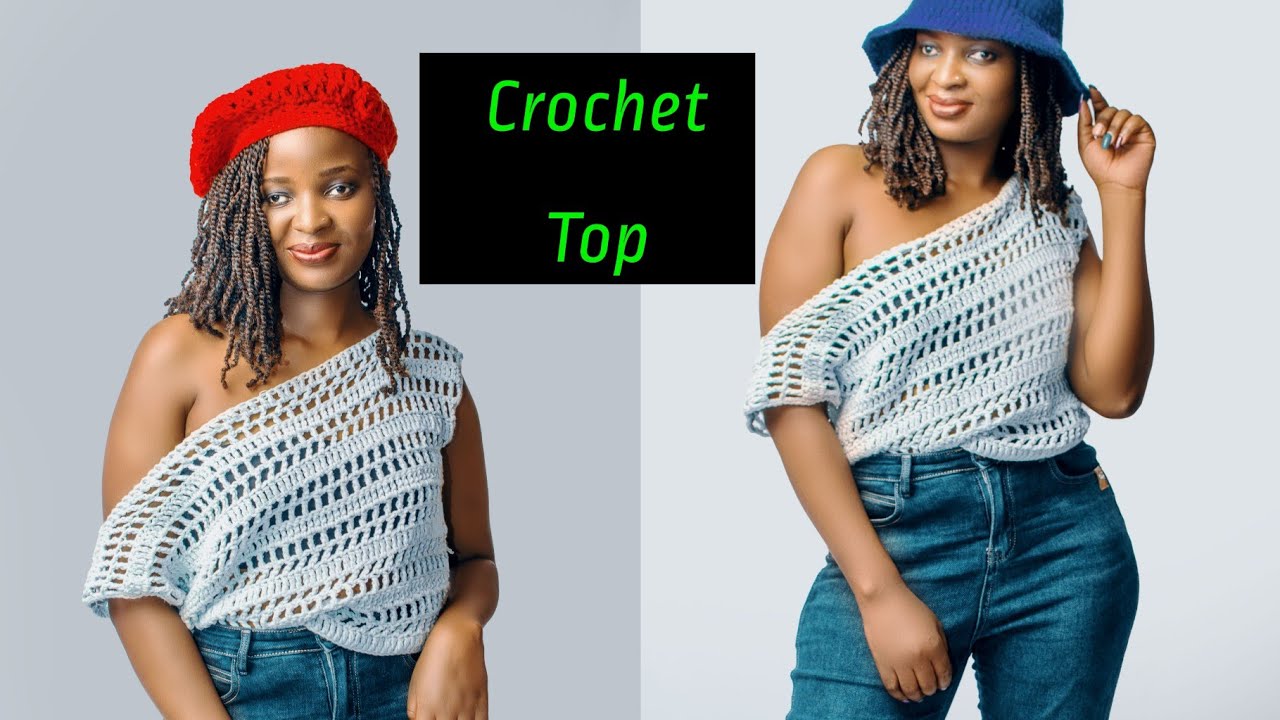 Crochet Oversized Mesh Off Shoulder Top
