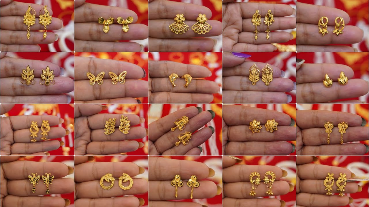 Gold earrings tops designs for daily use/1 gram gold earrings designs/Gold stud earrings design 2026