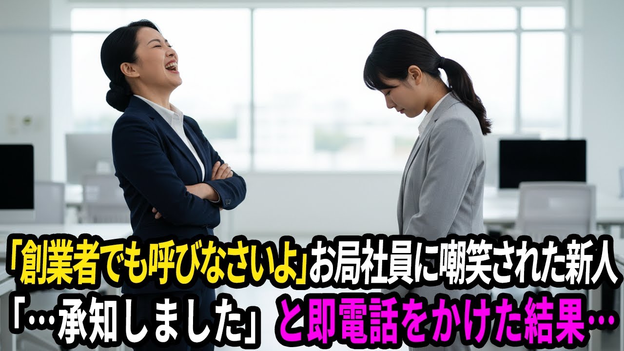「私の父は現社長よ？悔しいなら創業者でも呼んでみなさいよ」とお局社員に嘲笑された新人OL。「…わかりました」と即電話をかけた結果…