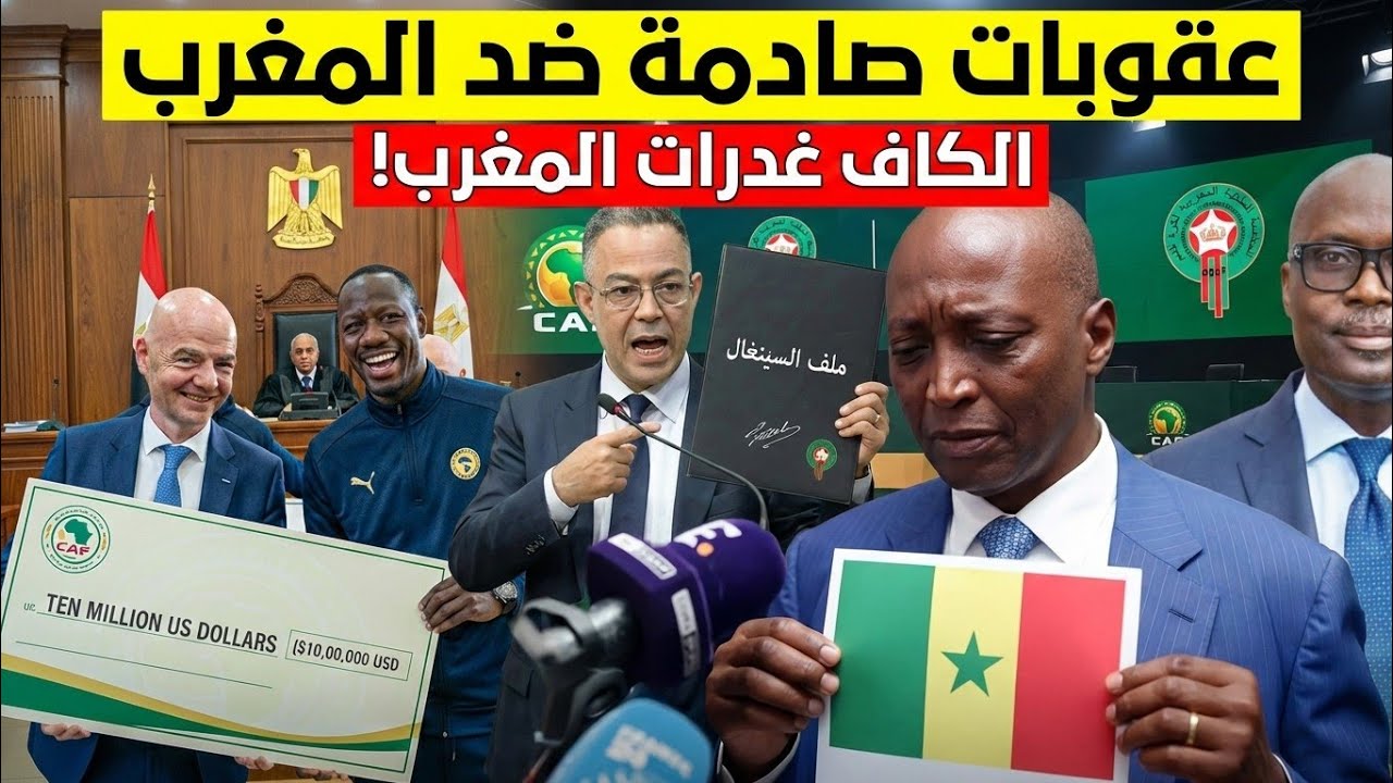 عنوان الفيديو: فضيحة الكاف في جنح الظلام: كيف تم اختطاف حق المغرب أمام السنغال؟ 🚨⚽