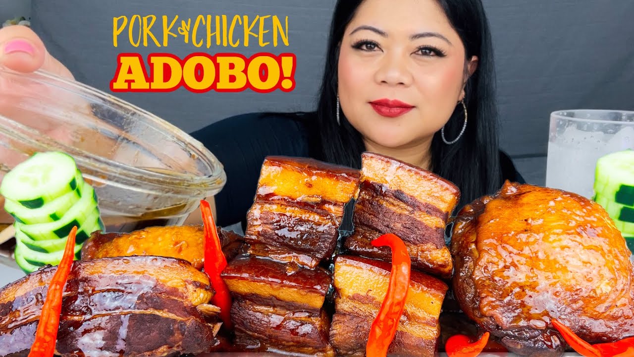 PORK AND CHICKEN ADOBO | FILIPINO FOOD | EATING SHOW | ALL TIME FAVORITE 