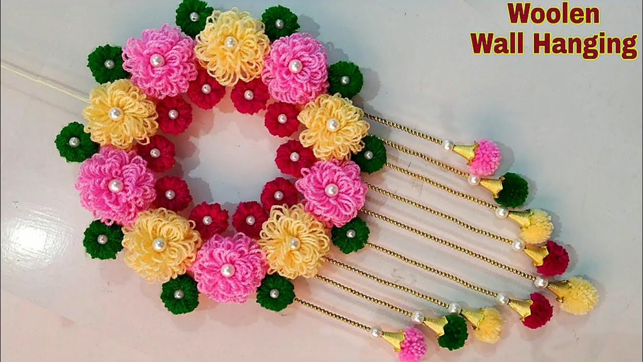 DIY Woolen Wall Hanging/New way of making flower out of wool