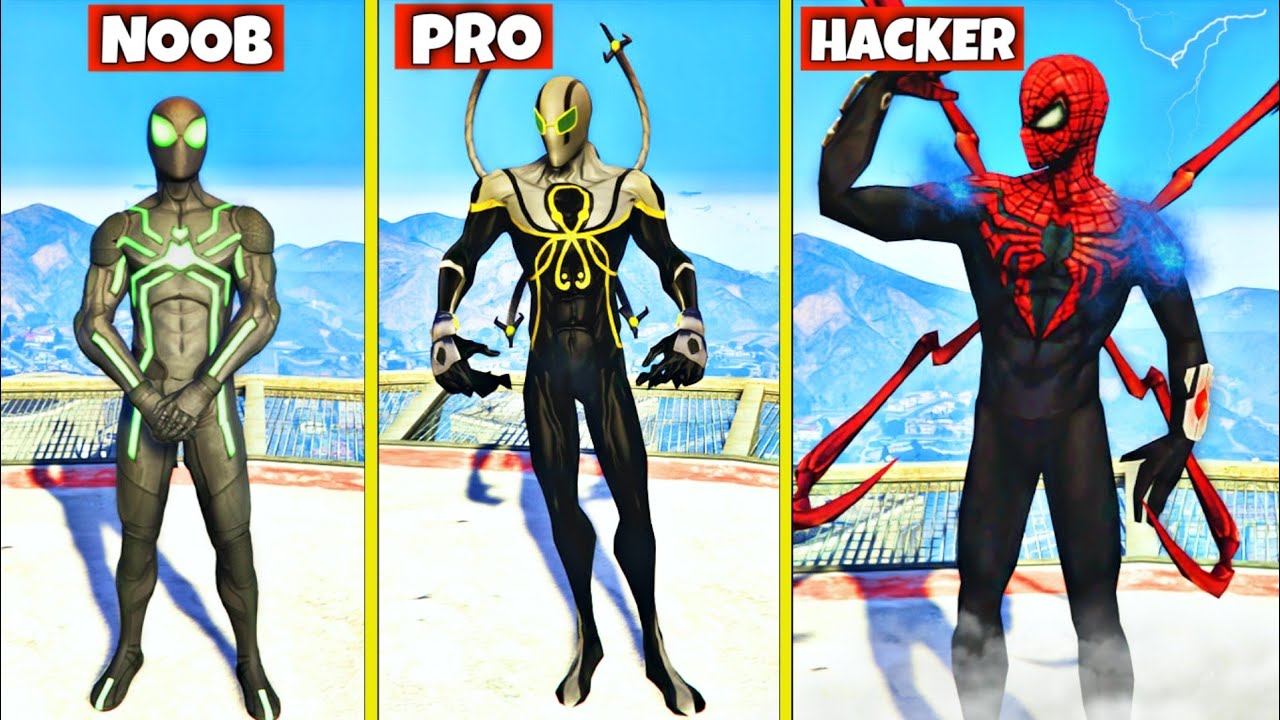 Upgrading NOOB SPIDERMAN Into THE HACKER SPIDERMAN in GTA 5 !! ( GTA 5 MODS )
