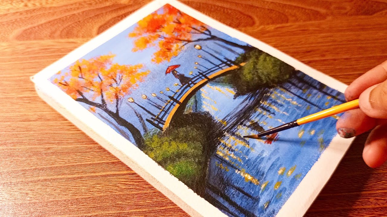 Autumn Painting| Acrylic painting for beginners| Step by Step Painting Tutorial