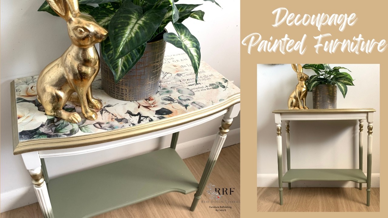 Easy Side Table Makeover / Decoupage Paper on Furniture