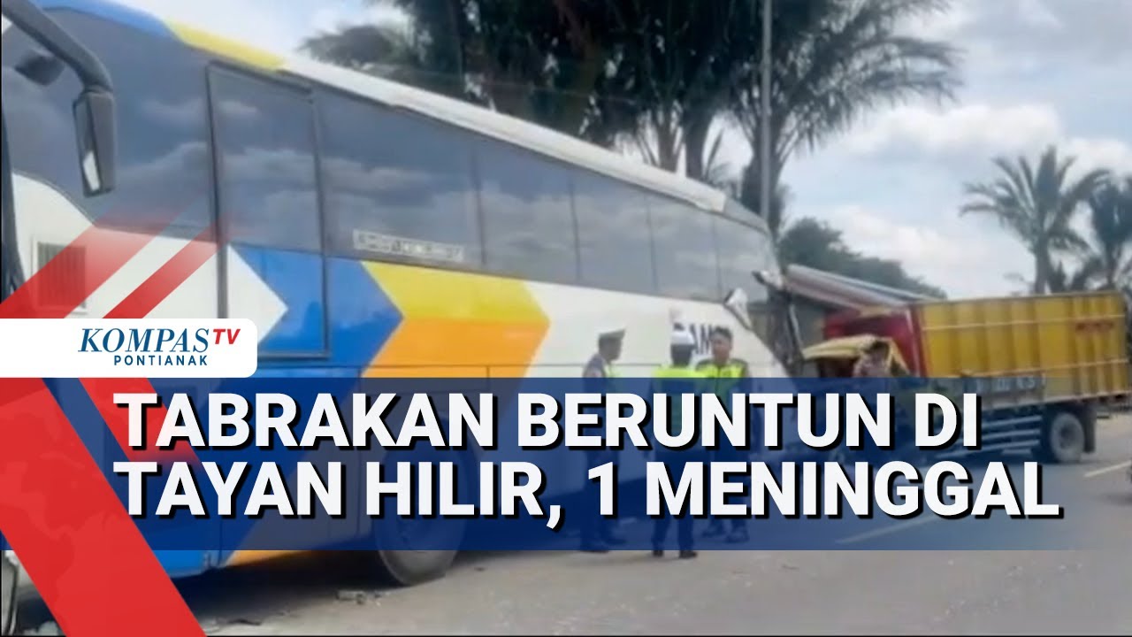 2 Bus Tabrakan Beruntun Dengan Truk Pupuk, 1 Sopir Meninggal