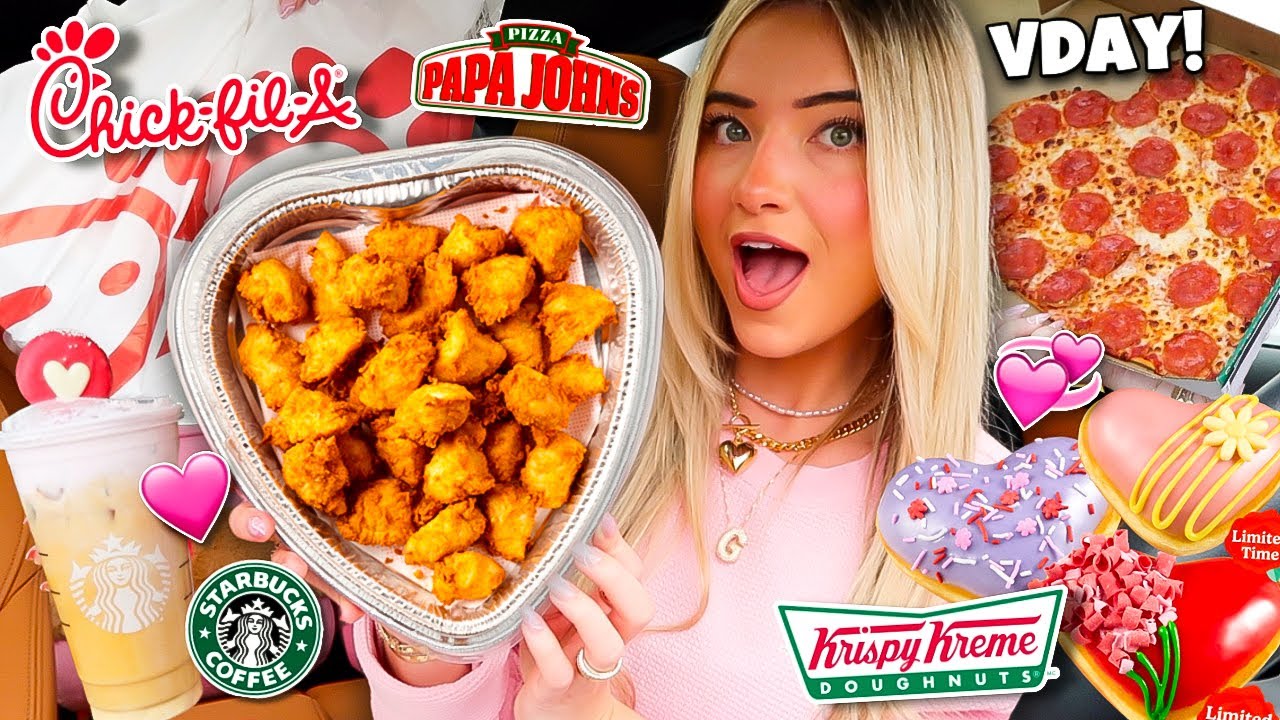 Eating ONLY Valentine's Day Fast Food Items For 24 HOURS!