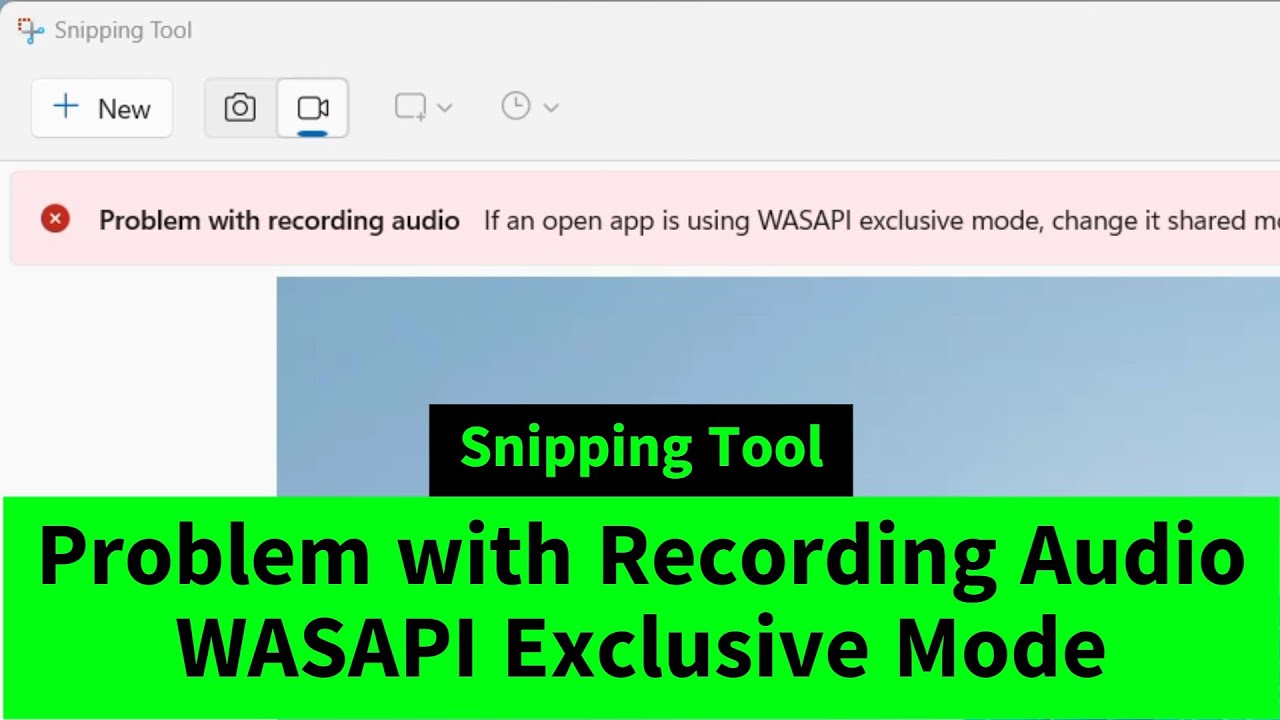 Problem with Recording Audio. If an Open App is Using WASAPI Exclusive Mode. Change it Shared Mode