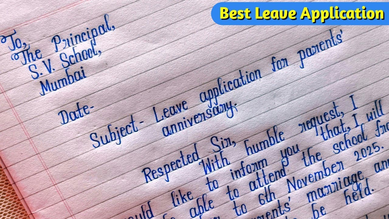 Leave Application for Parents Wedding Anniversary | Application for Leave in School | Marrige Leave