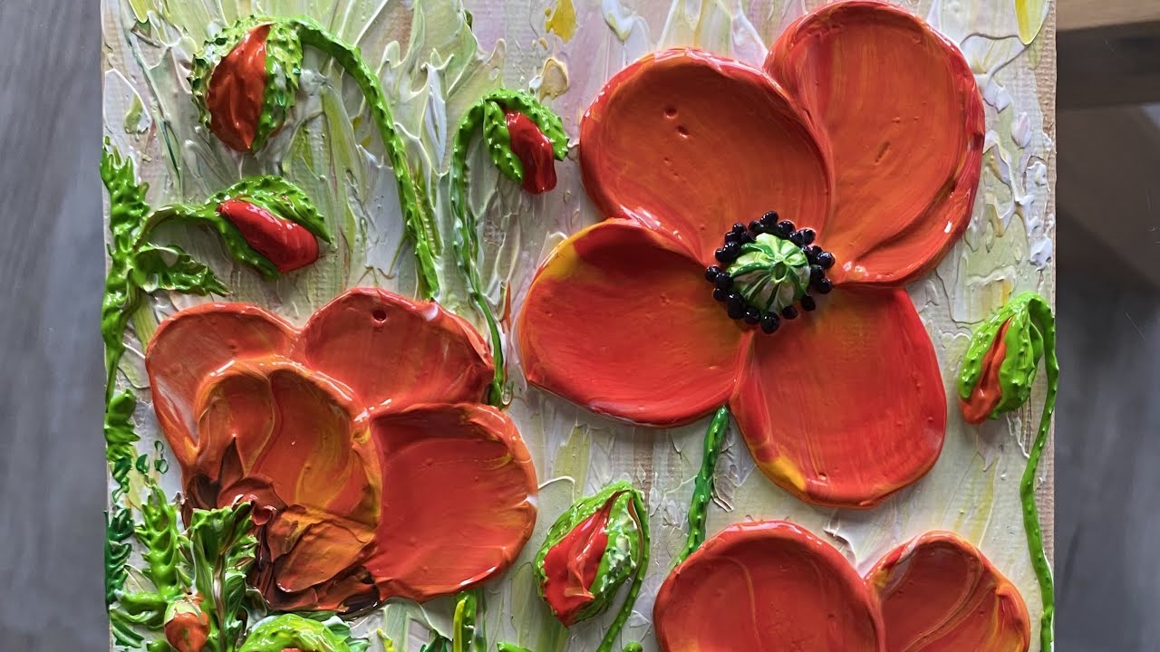 Textured Poppy Painting