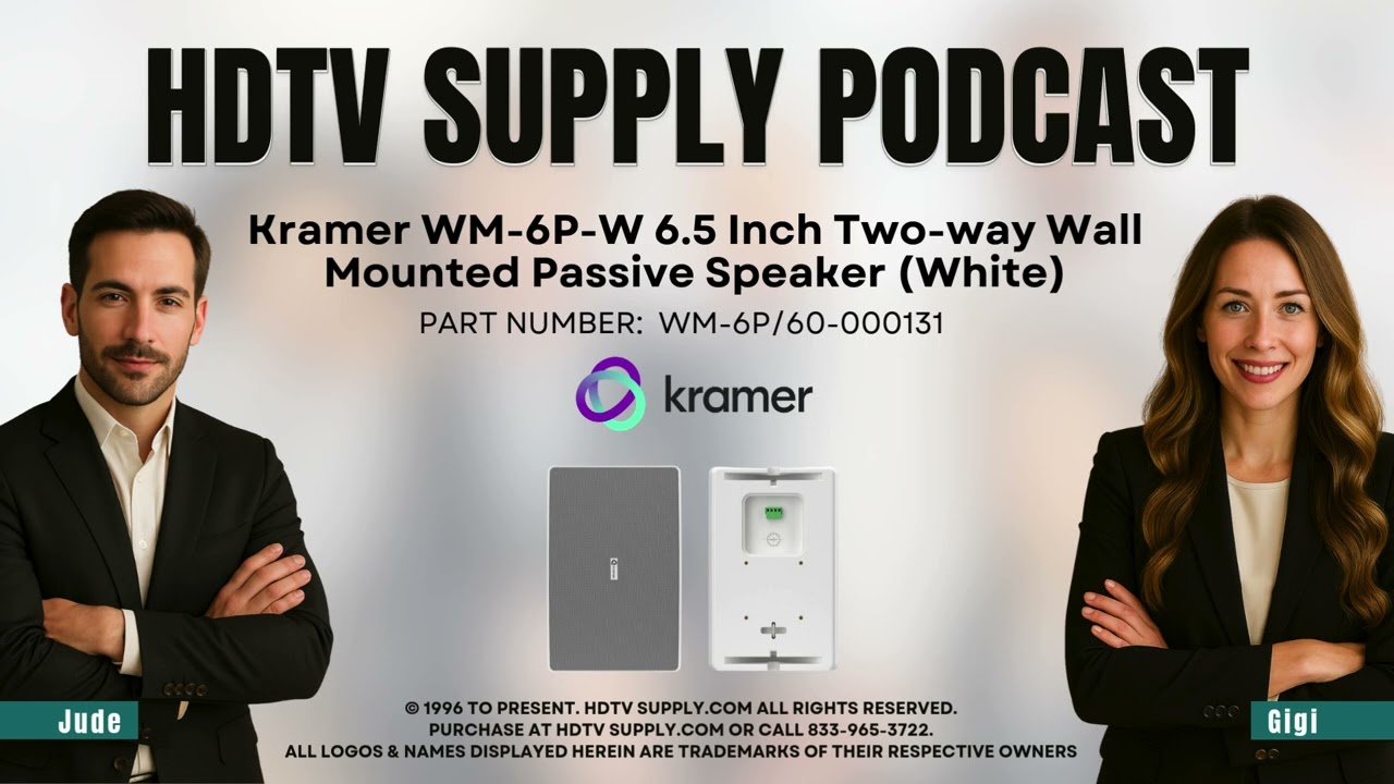 Kramer WM-6P-W 6.5 Inch Two-way Wall Mounted Passive Speaker (White)