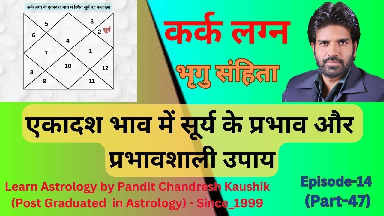 कर्क लग्न-सूर्य एकादश भाव में फलादेश-उपाय सहित Sun of 11th House (Episode-14, Part-47) भृगु संहिता