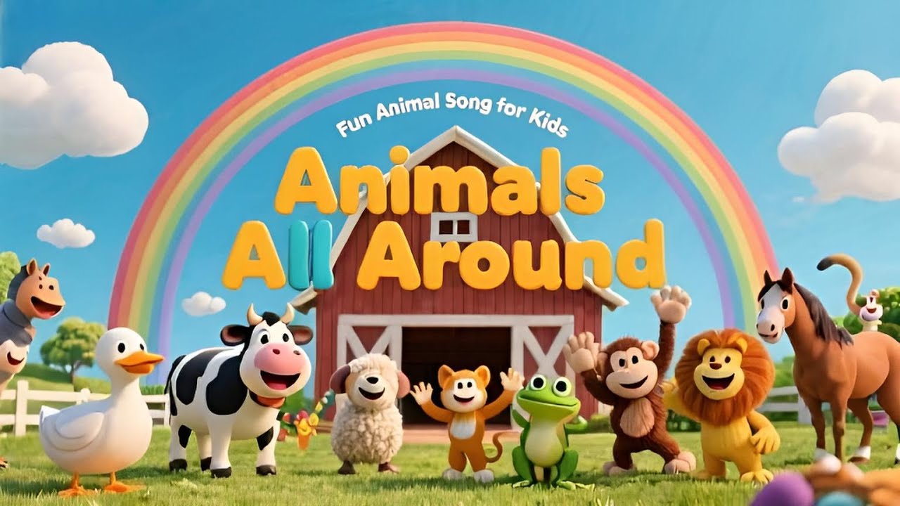 Animals All Around Song 🐾 | Fun Nursery Rhyme with Animal Sounds for Kids | Sing-Along Song