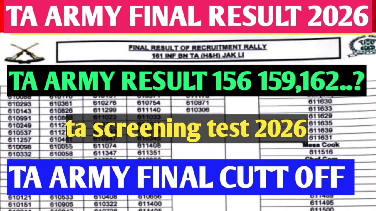 Ta army result 2026/ta army result update 🔥/ta army final cutt