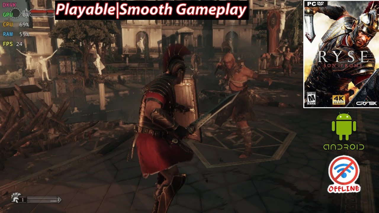 Ryse Son of Rome (PC) on Android GameHub|GameFusion 4.1.5 Emulator Snapdragon 8 gen 3 