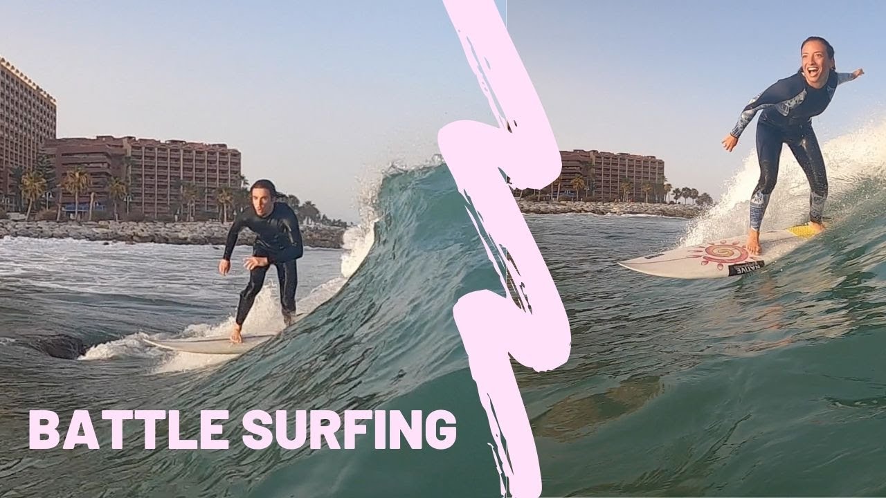 BATTLE SURFING con GO PRO 8 *Sol y Erik* | Surf Málaga