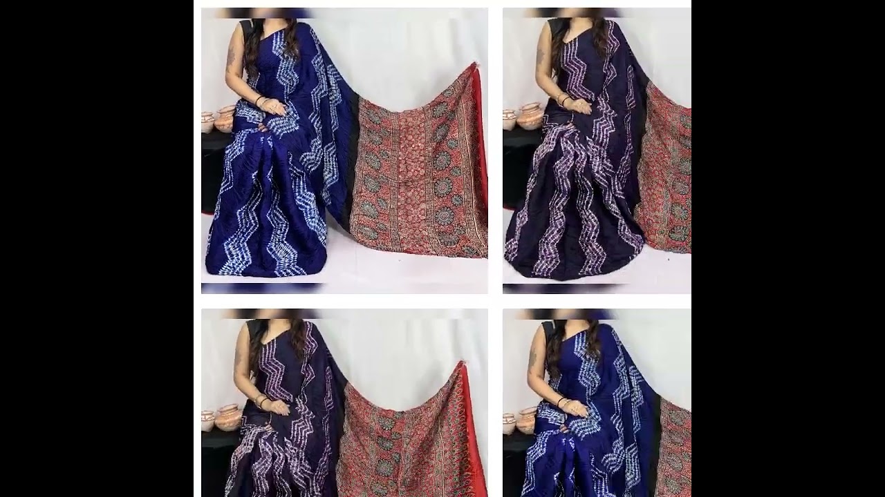 Modal Silk  Ajrakh Print  Saree With Shibori Design  #shorts