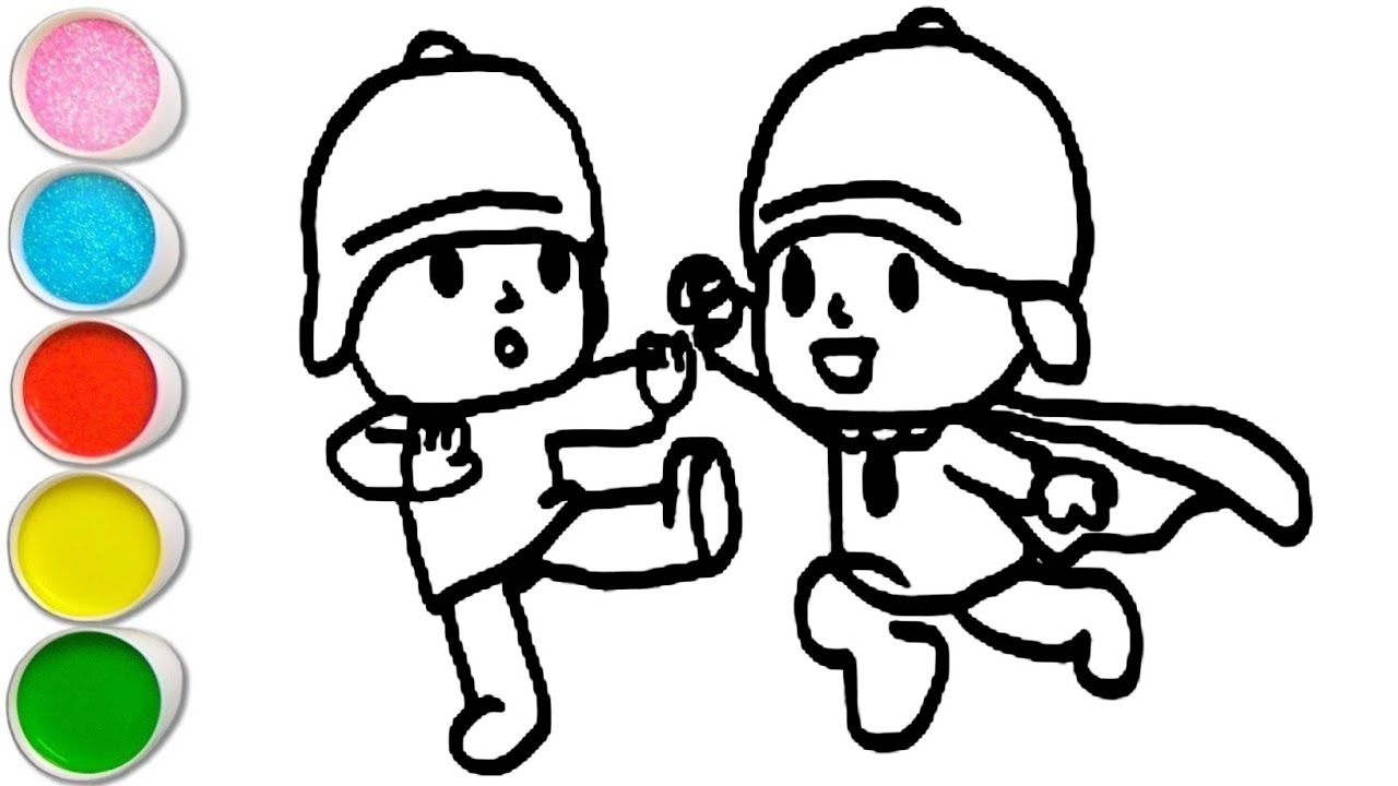 Cute pocoyo with Friends Drawing, Painting and Coloring For Kids and Toddlers_ Easy Drawing 