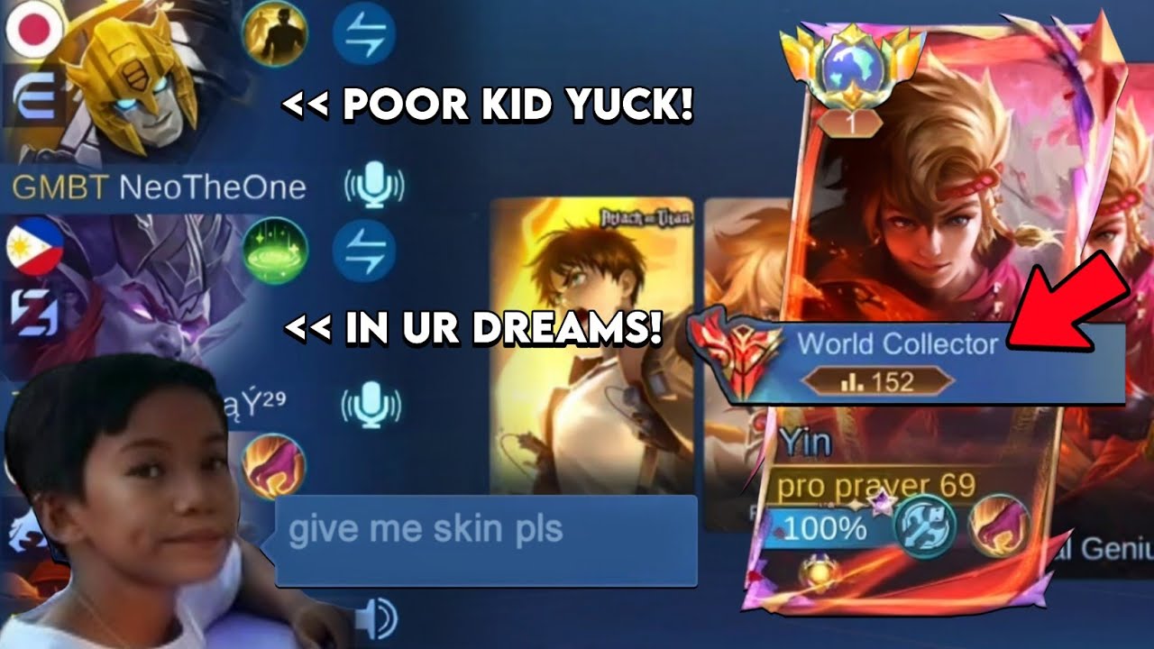 I PRETEND TO BE POOR KID &ldquo;NO SKIN&rdquo; BUT WORLD COLLECTOR PRANK IN MCL!! 😂 THEY THINK IM POOR KID🤮