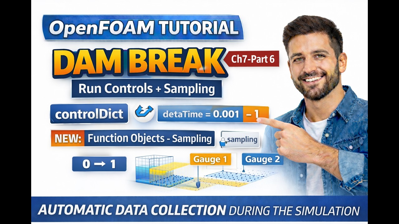 OpenFOAM Dam Break: controlDict Time-Step + Output (adjustableRunTime) | Ch7–Part 6
