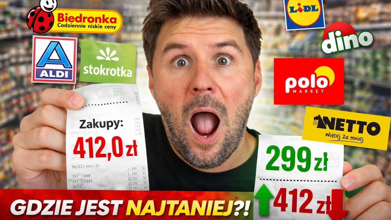 KT&Oacute;RY SKLEP JEST NAJTAŃSZY?! (LIDL, BIEDRONKA, DINO, ALDI, STOKROTKA, POLOMARKET, NETTO)